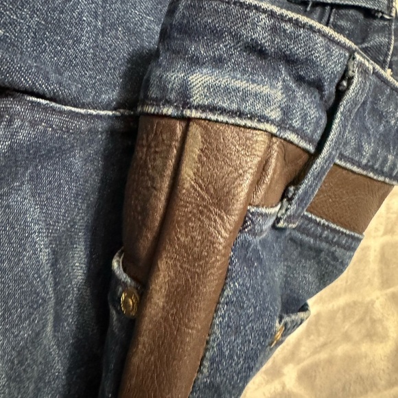 Vince Jeans Women Blue Denim with Faux Leather Pants Size 25 - Picture 8 of 8